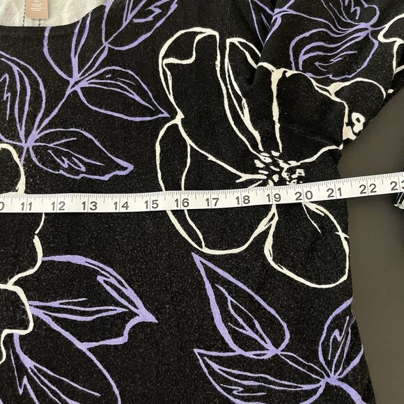 Chico’s Wildflower Scoop Neck Top Long Sleeve Twofer Pullover Color Black 270 - Picture 7 of 8